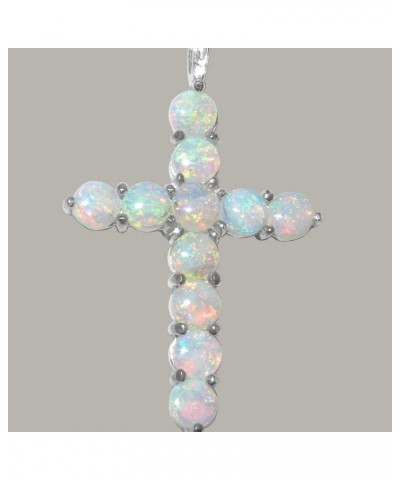 10k White Gold Natural Opal Womens Cross Pendant & Chain - Choice of Chain lengths 20.0 Inches $243.76 Necklaces