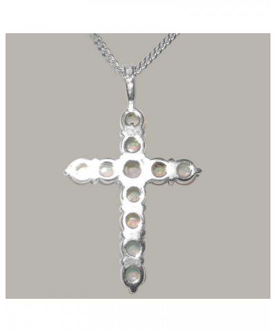 10k White Gold Natural Opal Womens Cross Pendant & Chain - Choice of Chain lengths 20.0 Inches $243.76 Necklaces