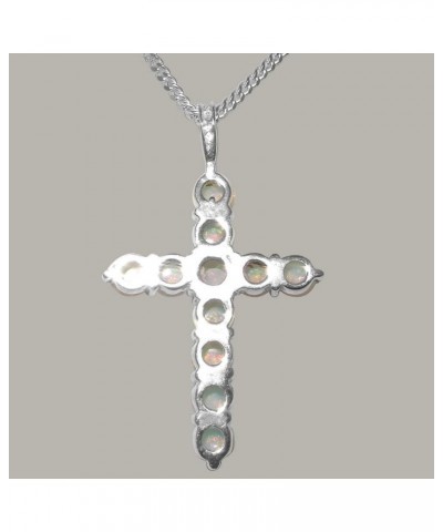 10k White Gold Natural Opal Womens Cross Pendant & Chain - Choice of Chain lengths 20.0 Inches $243.76 Necklaces