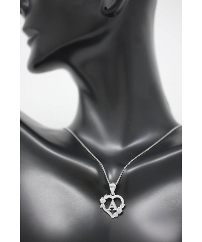 10k Initial Heart Pendant Necklace for Women in White Gold 22.0 Inches I $40.79 Necklaces