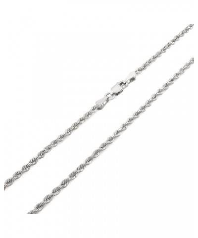 14k White Gold 2mm Solid Rope Chain Diamond Cut Pendant Necklace, Mens Womens Lobster Clasp 16" 18" 20" 22" 24" 26 22 $242.31...