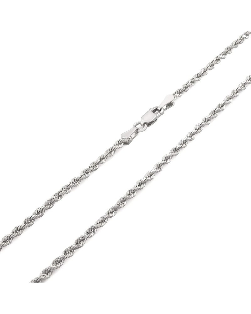 14k White Gold 2mm Solid Rope Chain Diamond Cut Pendant Necklace, Mens Womens Lobster Clasp 16" 18" 20" 22" 24" 26 22 $242.31...