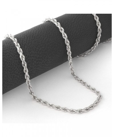 14k White Gold 2mm Solid Rope Chain Diamond Cut Pendant Necklace, Mens Womens Lobster Clasp 16" 18" 20" 22" 24" 26 22 $242.31...