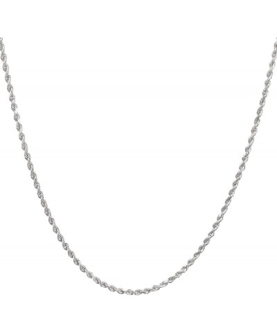 14k White Gold 2mm Solid Rope Chain Diamond Cut Pendant Necklace, Mens Womens Lobster Clasp 16" 18" 20" 22" 24" 26 22 $242.31...