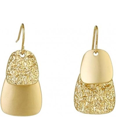 14k Gold Plated Geometric Ethnic Hammered Plate Fishhook Earrings Drop Dangle Earrings for Women $9.02 Earrings