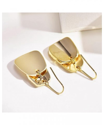 14k Gold Plated Geometric Ethnic Hammered Plate Fishhook Earrings Drop Dangle Earrings for Women $9.02 Earrings