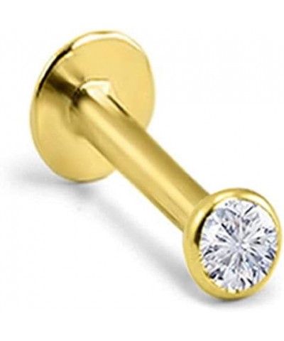 14k Solid Yellow Gold Threadless Push Pin Nose Ring Stud 1.5mm, 2mm, 2.5mm or 3mm Bezel CZ 18G, 16G 2mm CZ-16G-3/16" Post $22...