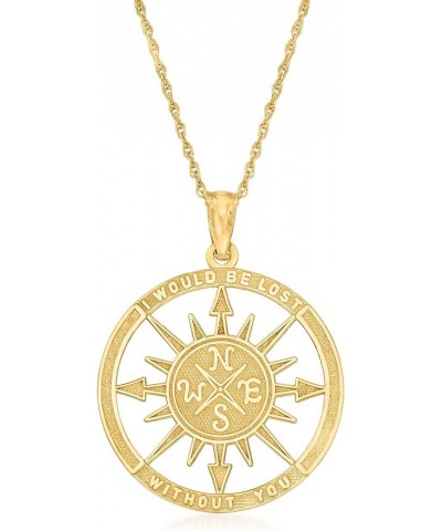 14kt Yellow Gold Compass Pendant Necklace 18.0 Inches $119.88 Necklaces