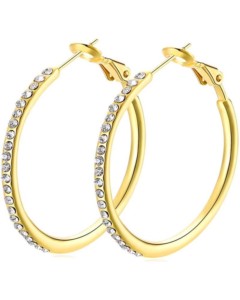 Hoop Earrings, Fashion Jewelry CZ Cubic Zirconia Rhinestone Hoop Earrings for Women Gifts 1.38in, 1.5in, 1.77in 1.38in-gold $...