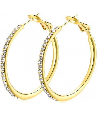 Hoop Earrings, Fashion Jewelry CZ Cubic Zirconia Rhinestone Hoop Earrings for Women Gifts 1.38in, 1.5in, 1.77in 1.38in-gold $...