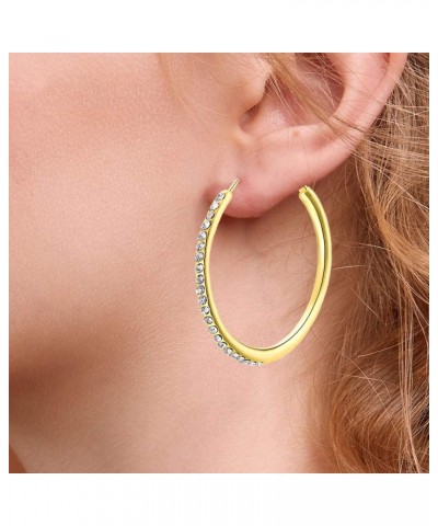 Hoop Earrings, Fashion Jewelry CZ Cubic Zirconia Rhinestone Hoop Earrings for Women Gifts 1.38in, 1.5in, 1.77in 1.38in-gold $...