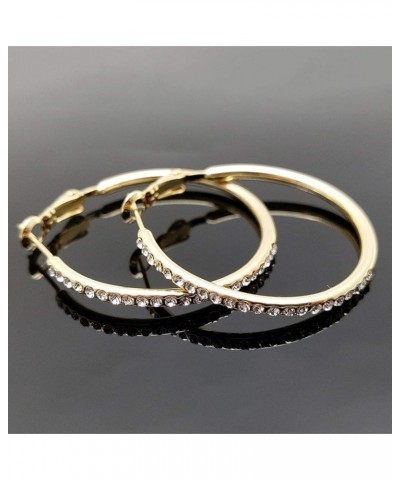 Hoop Earrings, Fashion Jewelry CZ Cubic Zirconia Rhinestone Hoop Earrings for Women Gifts 1.38in, 1.5in, 1.77in 1.38in-gold $...