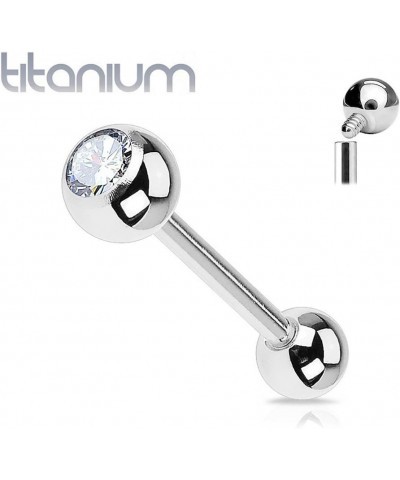 Solid G23 Implant Grade Titanium Internally Threaded Barbell with Press Fit Jeweled Ball 14GA, Length: 14mm, Ball: 5mm $10.79...