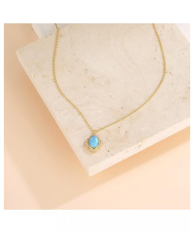 14K Gold Plated Layering Necklaces for Woman Girls Created Opal CZ Crystal Charm Adjustable Layered Necklace with Extention C...