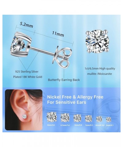 Moissanite earring studs,0.6-2ct D-F color VVS1 clarity lab created diamond earrings,Hypoallergenic sterling Silver earrings ...