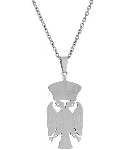 Stainless steel Republic of Serbia eagle pendant necklace unisex couple name style personality accessories silver-style1 $10....