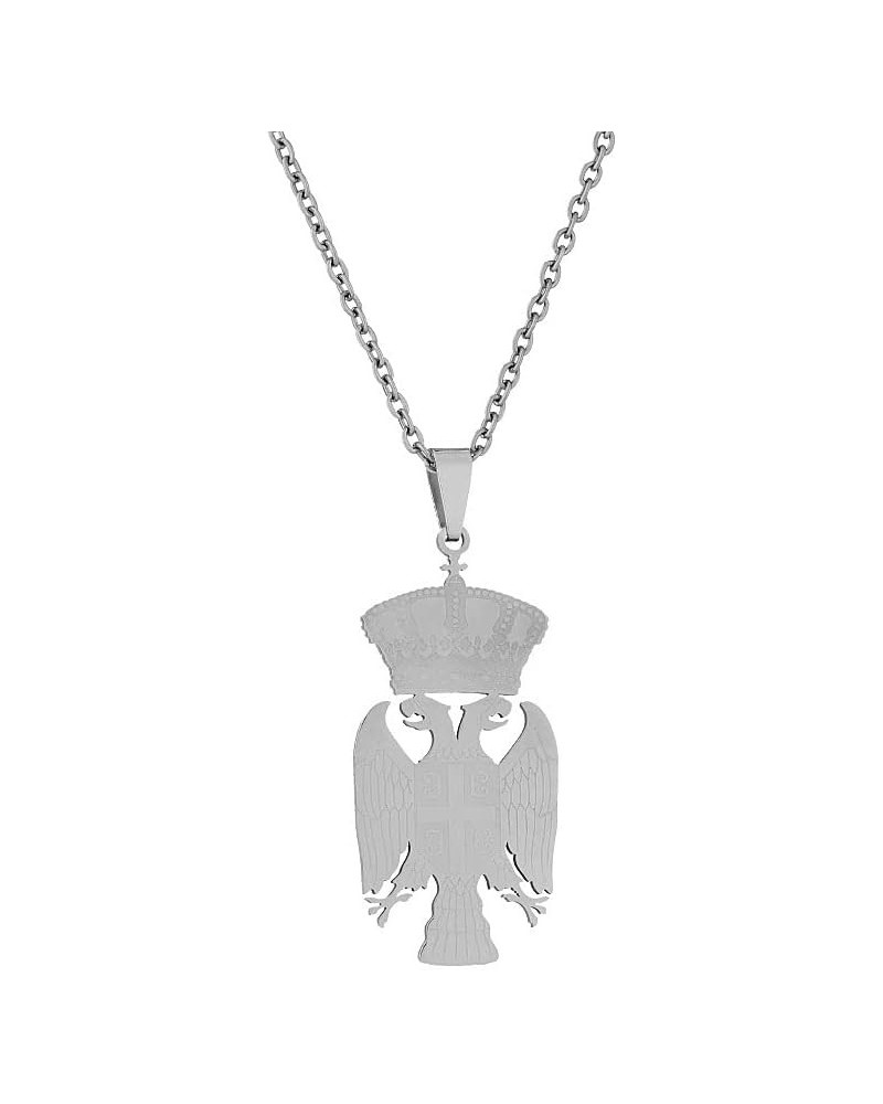 Stainless steel Republic of Serbia eagle pendant necklace unisex couple name style personality accessories silver-style1 $10....