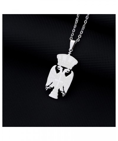 Stainless steel Republic of Serbia eagle pendant necklace unisex couple name style personality accessories silver-style1 $10....