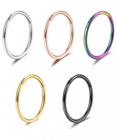 5 Pcs 20G 18G 16G Nose Rings Hoop Set 316L Surgical Steel Earrings Tragus Septum Piercing Cartilage Hoop For Women Men 16g 9m...