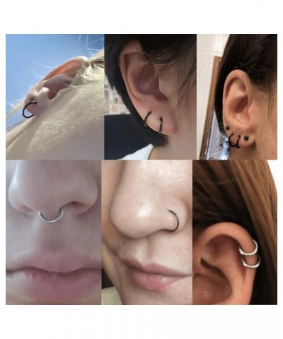 5 Pcs 20G 18G 16G Nose Rings Hoop Set 316L Surgical Steel Earrings Tragus Septum Piercing Cartilage Hoop For Women Men 16g 9m...