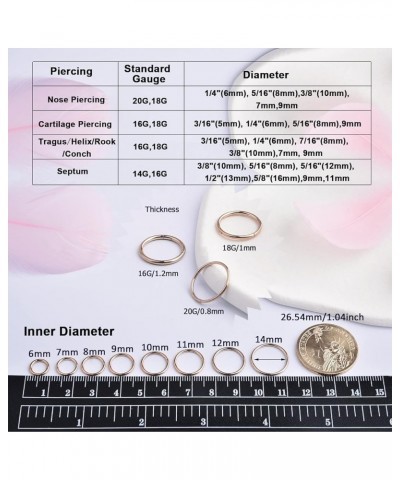 5 Pcs 20G 18G 16G Nose Rings Hoop Set 316L Surgical Steel Earrings Tragus Septum Piercing Cartilage Hoop For Women Men 16g 9m...