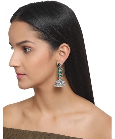 Bollywood Style Traditional Indian Oxidised Silver Jewelry Jhumki Jhumka Earrings for Women/Girls Green $10.19 Earrings