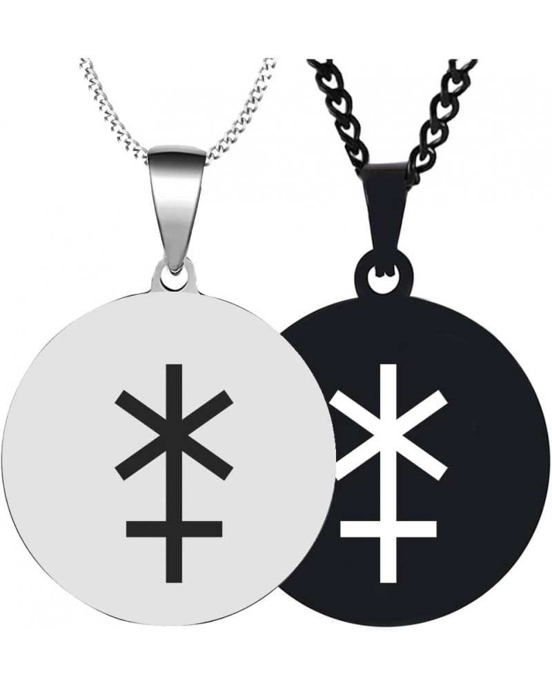 2PCS Greek Myth Hera Juno Goddess Engraved Symbol Stainless Steel Men Women Jewelry Pendant Necklace Chain Silver+Black $5.95...