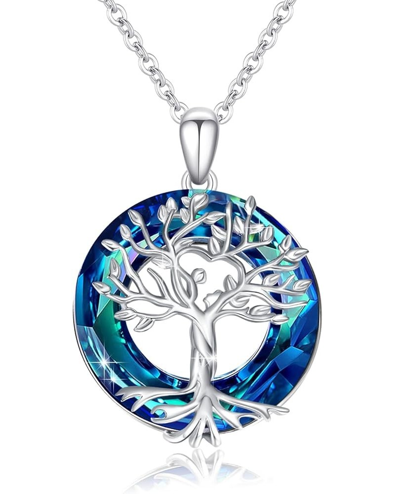 Tree of Life Necklace for Women 925 Sterling Silver Tree of Life Pendant Necklace with Crystal Abalone Tree of Life Jewelry G...