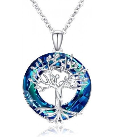 Tree of Life Necklace for Women 925 Sterling Silver Tree of Life Pendant Necklace with Crystal Abalone Tree of Life Jewelry G...