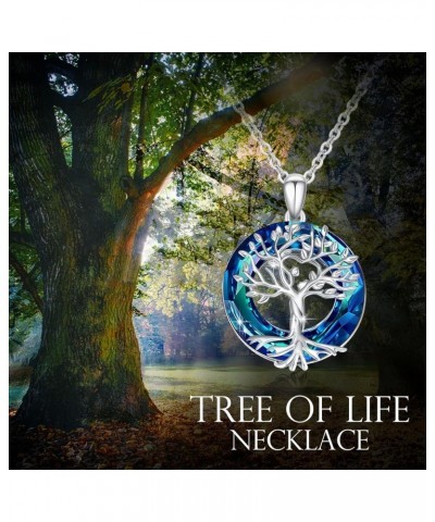 Tree of Life Necklace for Women 925 Sterling Silver Tree of Life Pendant Necklace with Crystal Abalone Tree of Life Jewelry G...