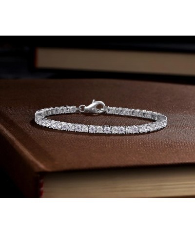 Silver Tennis Bracelet for Women and Teenage Girls, 925 Sterling Silver Bracelets for Women with 3mm White or Colored Stones,...