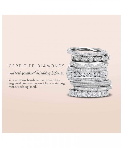 Natural and Certified Gemstone and Diamond Wedding Ring in 10K White Gold | 0.92 Carat Half Eternity Stackable Band for Women...