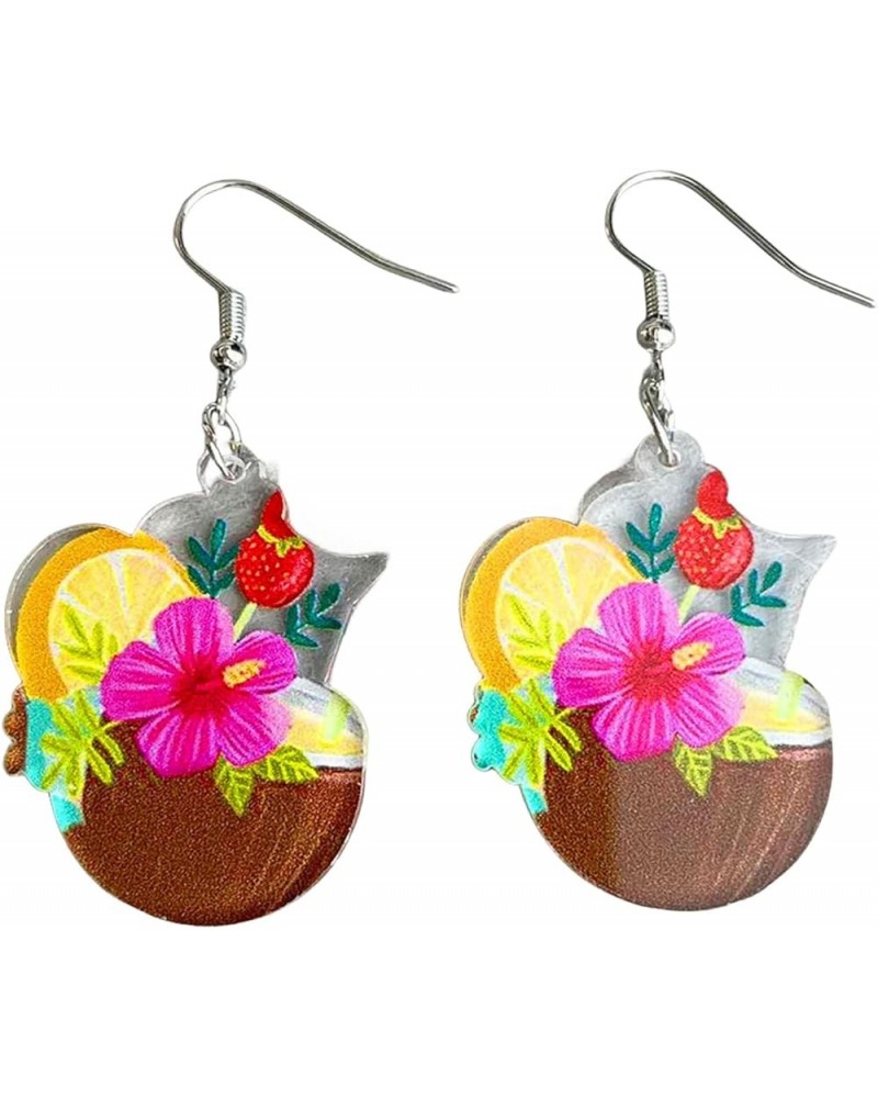 Cute Summer Cocktail Wineglass Drink Acrylic Colorful Lightweight Drio Dangle Earrings Bohemia Beach Party Vacation Sweet Fun...