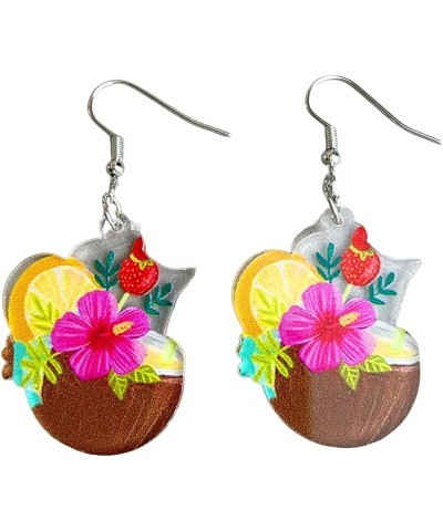 Cute Summer Cocktail Wineglass Drink Acrylic Colorful Lightweight Drio Dangle Earrings Bohemia Beach Party Vacation Sweet Fun...