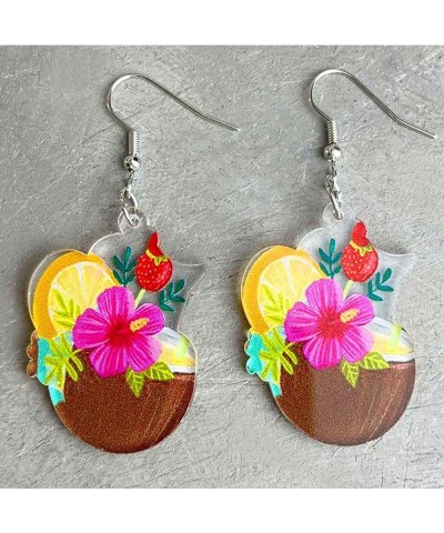 Cute Summer Cocktail Wineglass Drink Acrylic Colorful Lightweight Drio Dangle Earrings Bohemia Beach Party Vacation Sweet Fun...