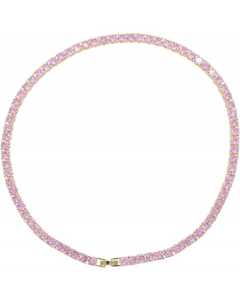 5mm Pink White Iced Out 5A CZ Tennis Chain Two Tone Colored Women Fashion Necklaces Bling Cubic Zirconia Hip Hop Jewelry Chok...