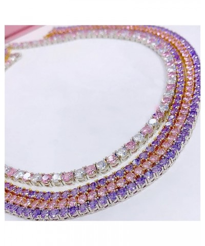 5mm Pink White Iced Out 5A CZ Tennis Chain Two Tone Colored Women Fashion Necklaces Bling Cubic Zirconia Hip Hop Jewelry Chok...