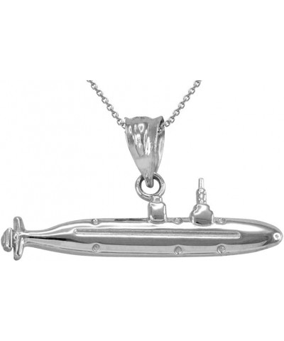 Polished 925 Sterling Silver Military Navy Submarine Warefare Boat Charm Pendant Necklace - Choice of Pendant Only or Chain L...