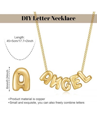 Bubble Letter Necklace, Custom 3D Bubble Letters Name Necklace for Women, Balloon Initial Necklaces Personalized Jewelry Chri...