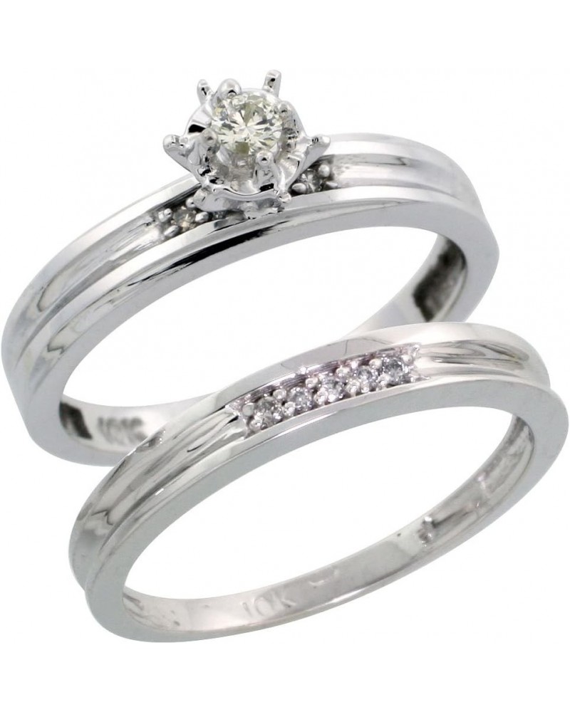 Sterling Silver Ladies 2-Piece Diamond Engagement Wedding Ring Set Rhodium Finish, 1/8 inch Wide $43.15 Sets