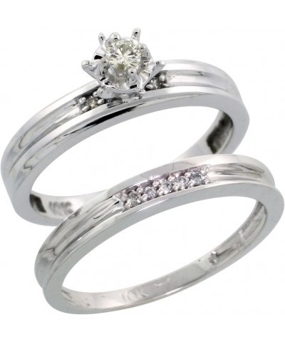 Sterling Silver Ladies 2-Piece Diamond Engagement Wedding Ring Set Rhodium Finish, 1/8 inch Wide $43.15 Sets