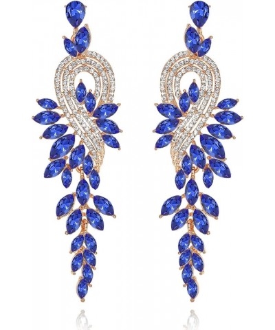 Marquise Crystal Bridal Chandelier Dangle Drop Earrings Ladies Gifts in Silver/Gold Tone D-Blue Earrings Pin $10.99 Earrings