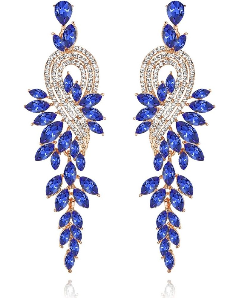 Marquise Crystal Bridal Chandelier Dangle Drop Earrings Ladies Gifts in Silver/Gold Tone D-Blue Earrings Pin $10.99 Earrings