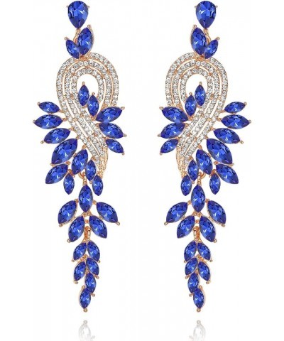 Marquise Crystal Bridal Chandelier Dangle Drop Earrings Ladies Gifts in Silver/Gold Tone D-Blue Earrings Pin $10.99 Earrings