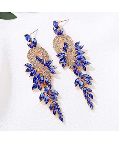 Marquise Crystal Bridal Chandelier Dangle Drop Earrings Ladies Gifts in Silver/Gold Tone D-Blue Earrings Pin $10.99 Earrings