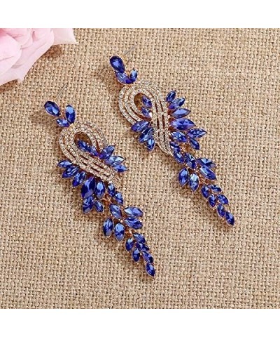 Marquise Crystal Bridal Chandelier Dangle Drop Earrings Ladies Gifts in Silver/Gold Tone D-Blue Earrings Pin $10.99 Earrings