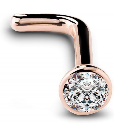 14K Rose Gold Diamond Nose Ring with Flush Bezel Setting - 18 Gauge, I1 1.5mm Diamond (tiny) $43.70 Body Jewelry