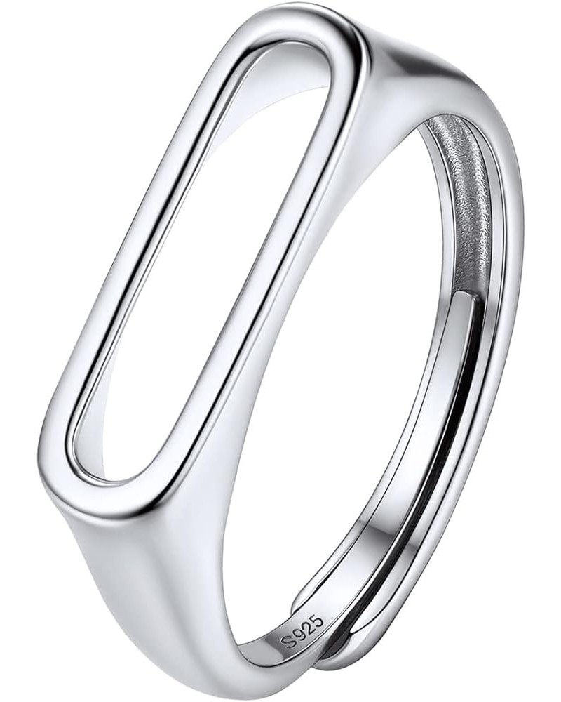 Initial Ring S925 Stamped Alphabet A-Z Stacking Ring Sterling Silver Sideways Statement Rings for Women Men, Adjustable Size ...