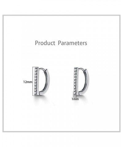 Huggie D Shaped Cubic Zirconia Hoop Earrings for Women Girls 925 Sterling Silver Hypoallergenic CZ Small Hoops Cuff Clip on H...