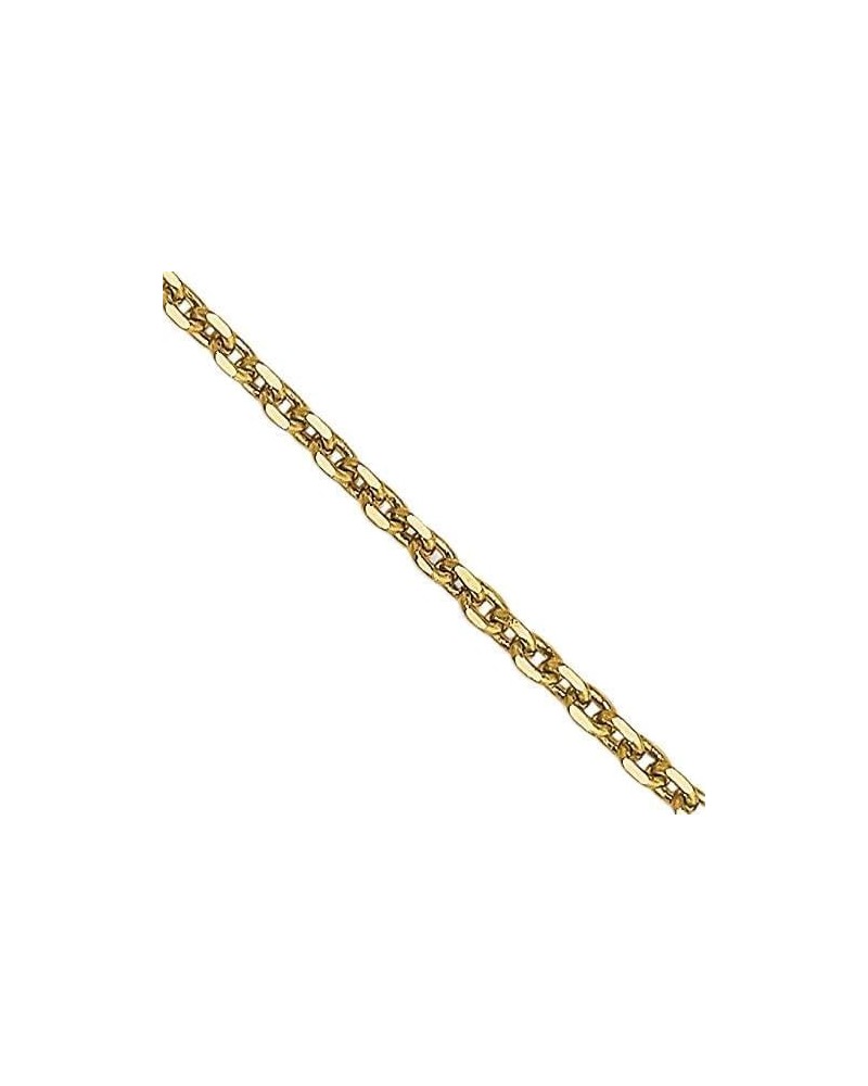 Solid 14K Yellow Gold 0.9mm Diamond-cut Round Open Link Cable with Lobster Lock Chain - 16" 18" 20" 22" 24" 26" 30 20.0 Inche...